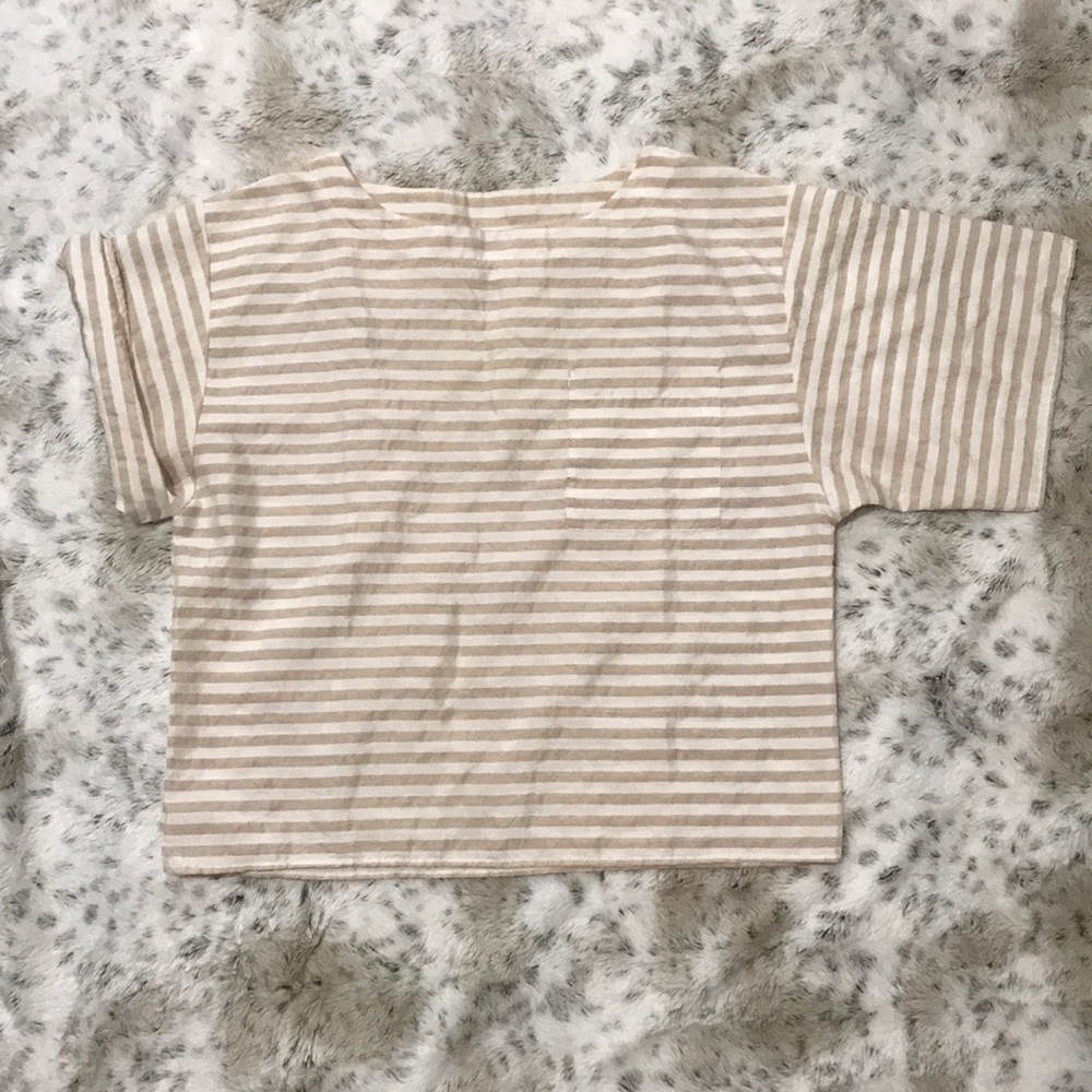 Vintage • Tan & White Stripe Box Tee